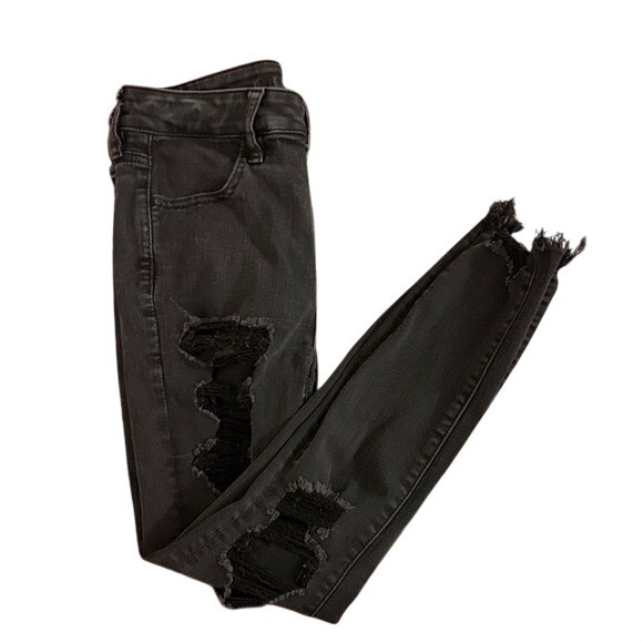 American Eagle Outfitters Denim - American Eagle Outfitters Womens Jeans Dark Wash Distressed Skinny Size 6 Short